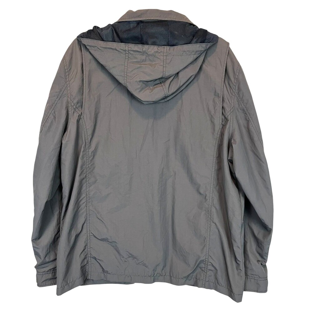 Lands' End Hooded Water Resistant Nylon Utility Windbreaker Jacket Size L Gray - Picture 2 of 10